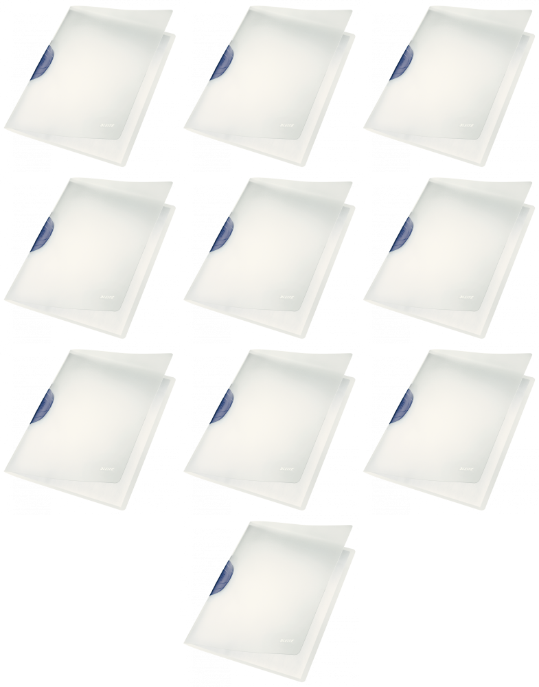 10x Skoroszyt plastikowy z klipsem Leitz ColorClip Magic, A4, do 30 kartek, szary