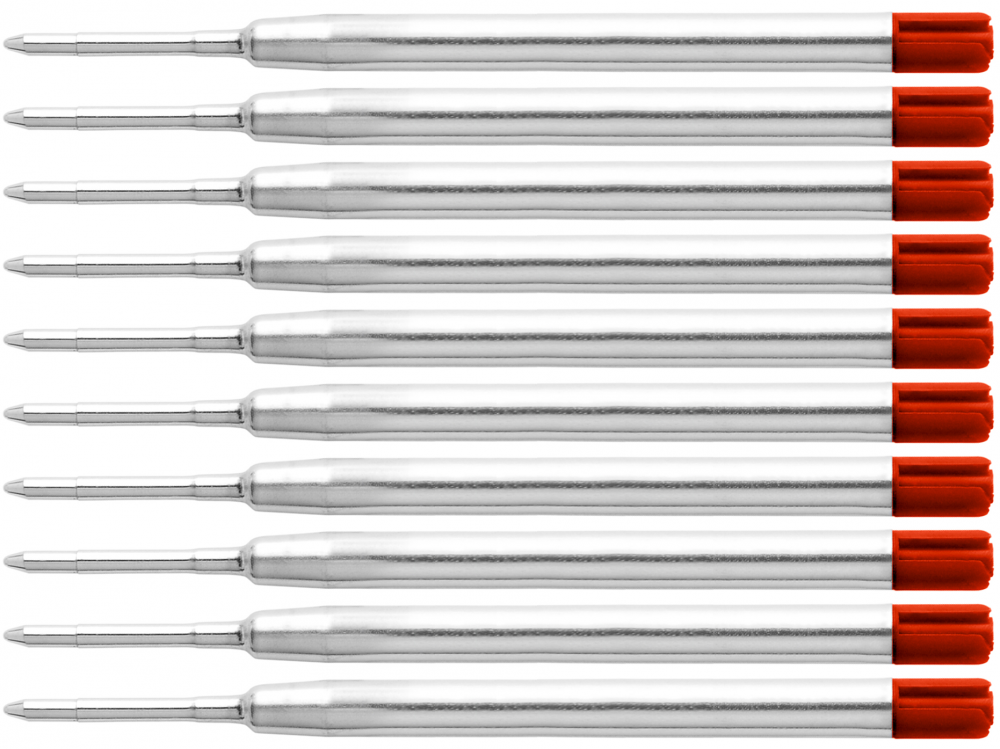 10x Wkład wielkopojemny do długopisu Kamet, 1.0mm, czerwony