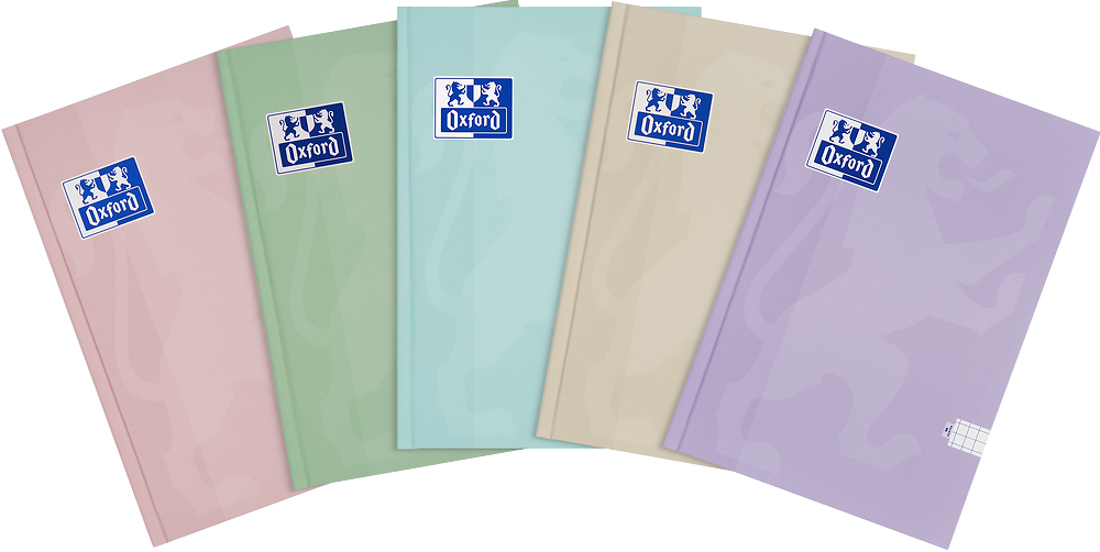 5x Brulion w kratkę Oxford Touch Pastel, A5, twarda oprawa, 96 kartek, mix kolorów pastelowych