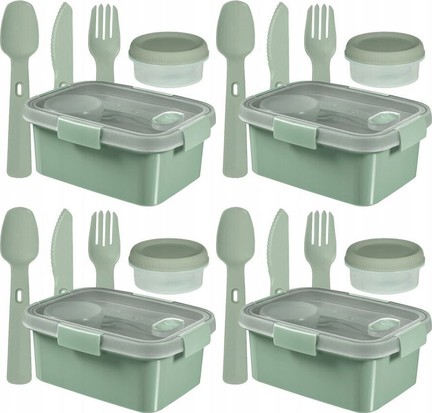 4x Pojemnik na żywność Curver Lunch Kit Smart To Go Eco Line, 1.2l, zielony