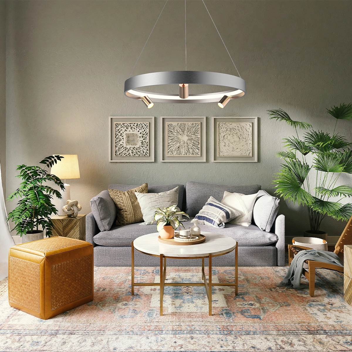 Altavola Design Spectra No.3 lampa wisząca 1x25W + 3x5W LED szary/złoty LA114/P_60_3+1_grey_gold