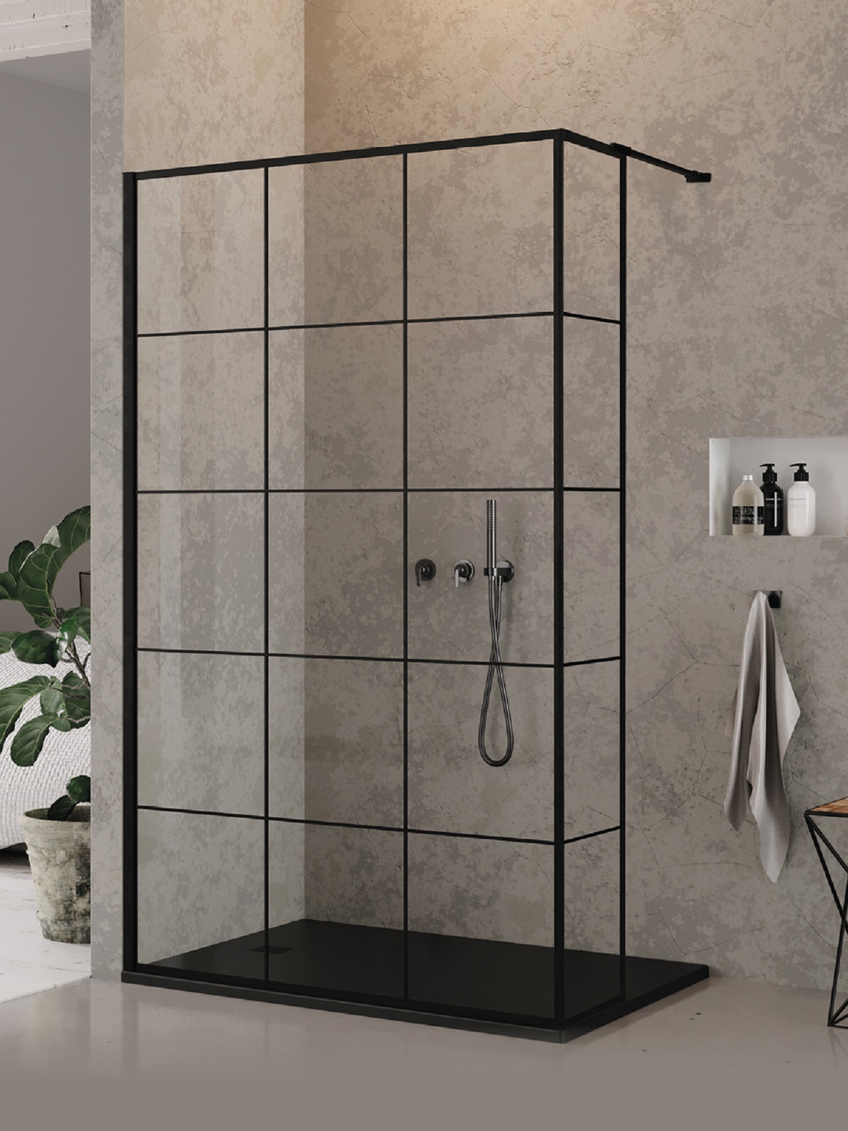 New Trendy New Modus Black ścianka prysznicowa walk-in 110 cm czarny mat/szkło przezroczyste EXK-5576