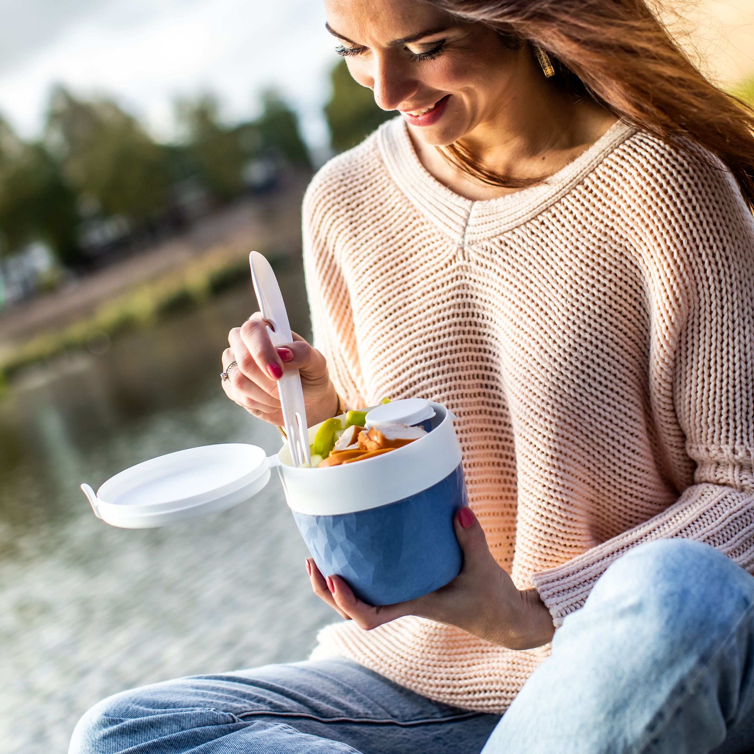 Koziol Bentobox L pojemnik śniadaniowy zestaw 3 szt niebieski 3198675 - Wysyłka w 24h