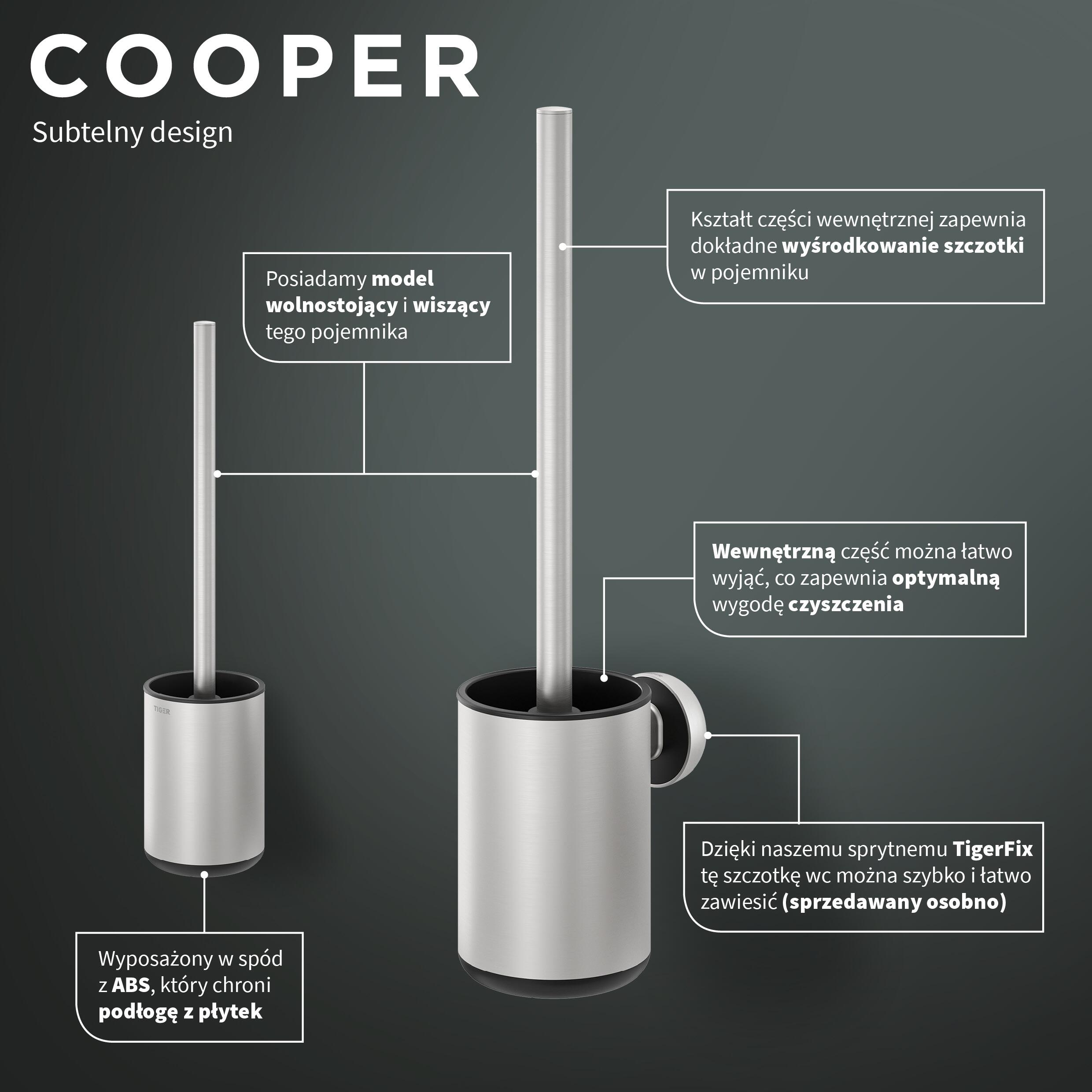 Tiger Cooper szczotka toaletowa stojąca stal/czarny 800230