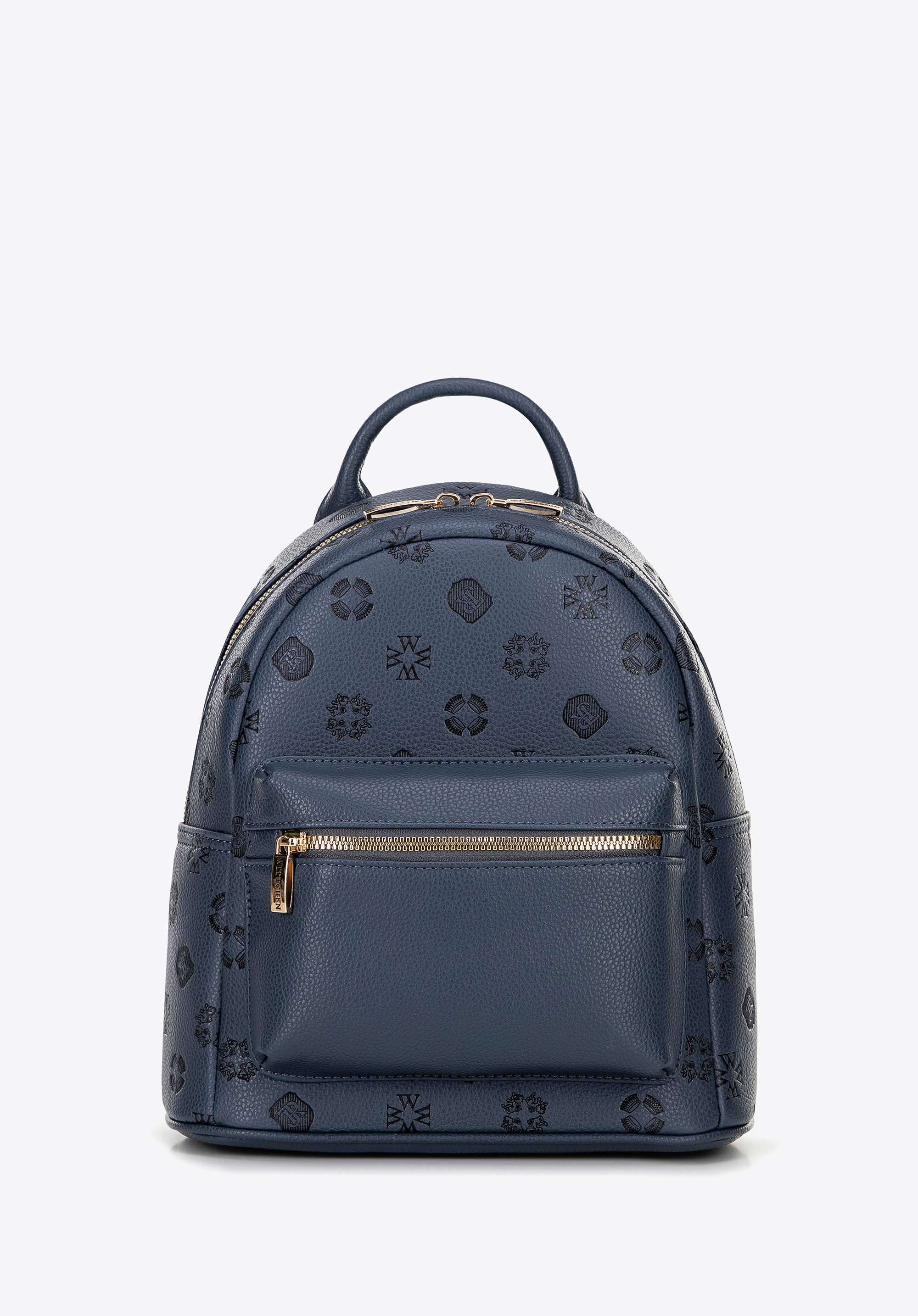 Damski plecak z imitacji skóry w tłoczenie granatowy