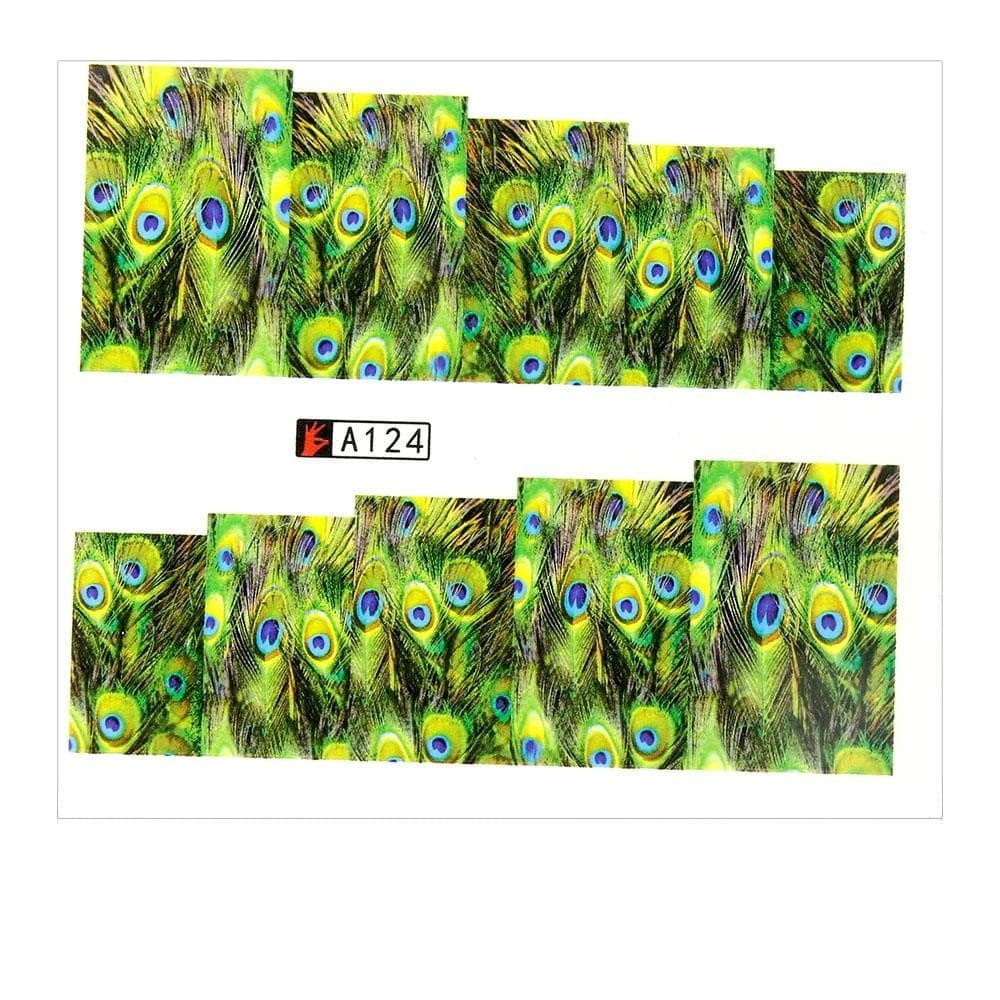 Naklejki wodne do paznokci arkusz 6,5 x 5,5 cm na 10 palców a Nr 124