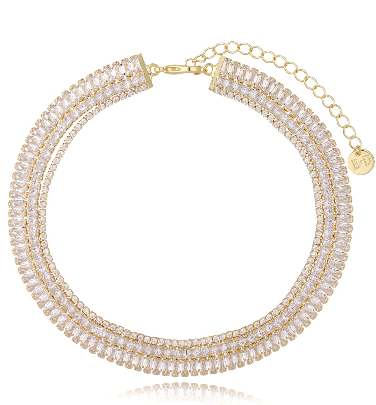 Naszyjnik złoty potrójny z kryształkami Daphne - By Dziubeka