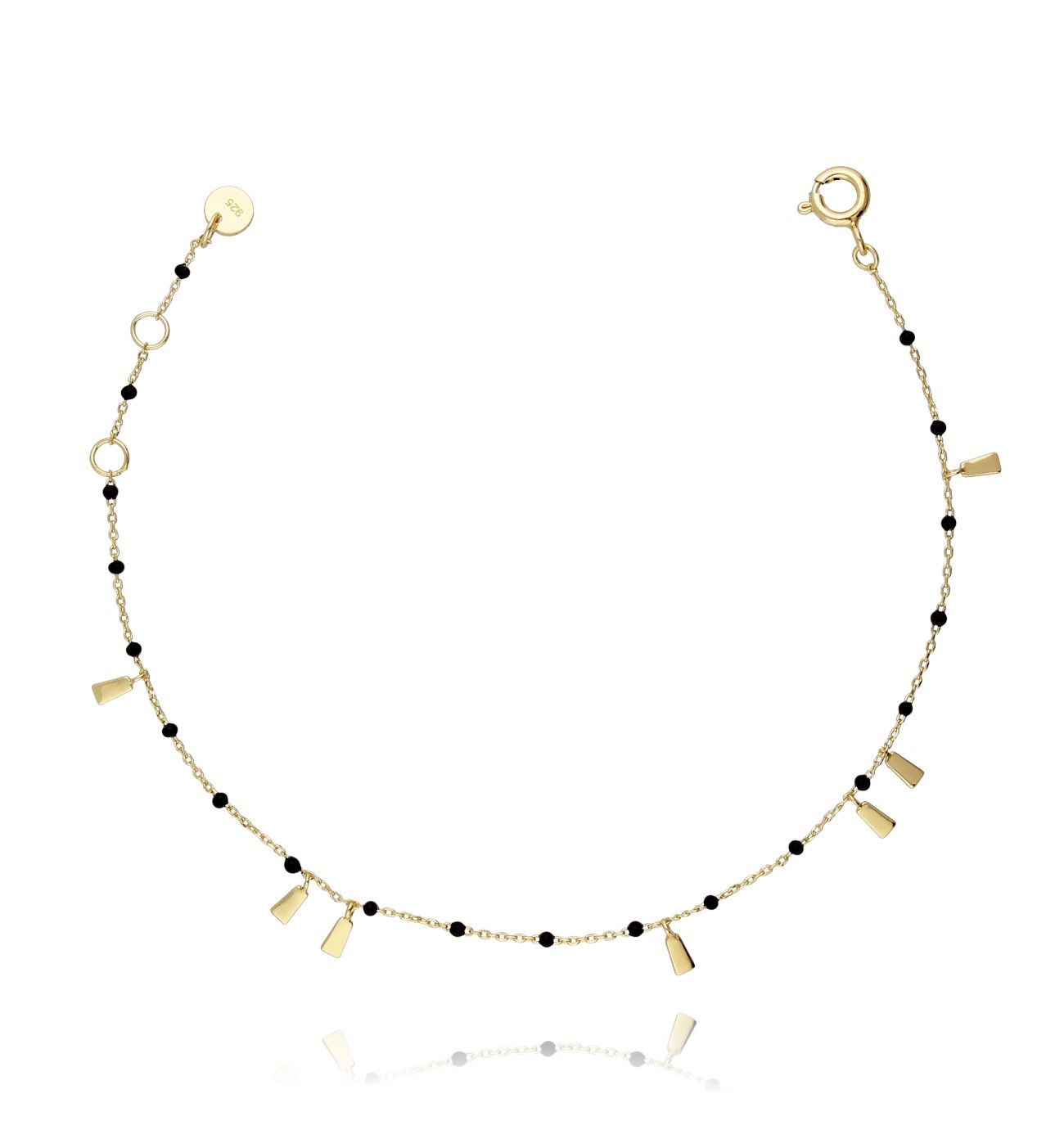 Bransoletka srebrna pozłacana z czarną emalią BFA0008