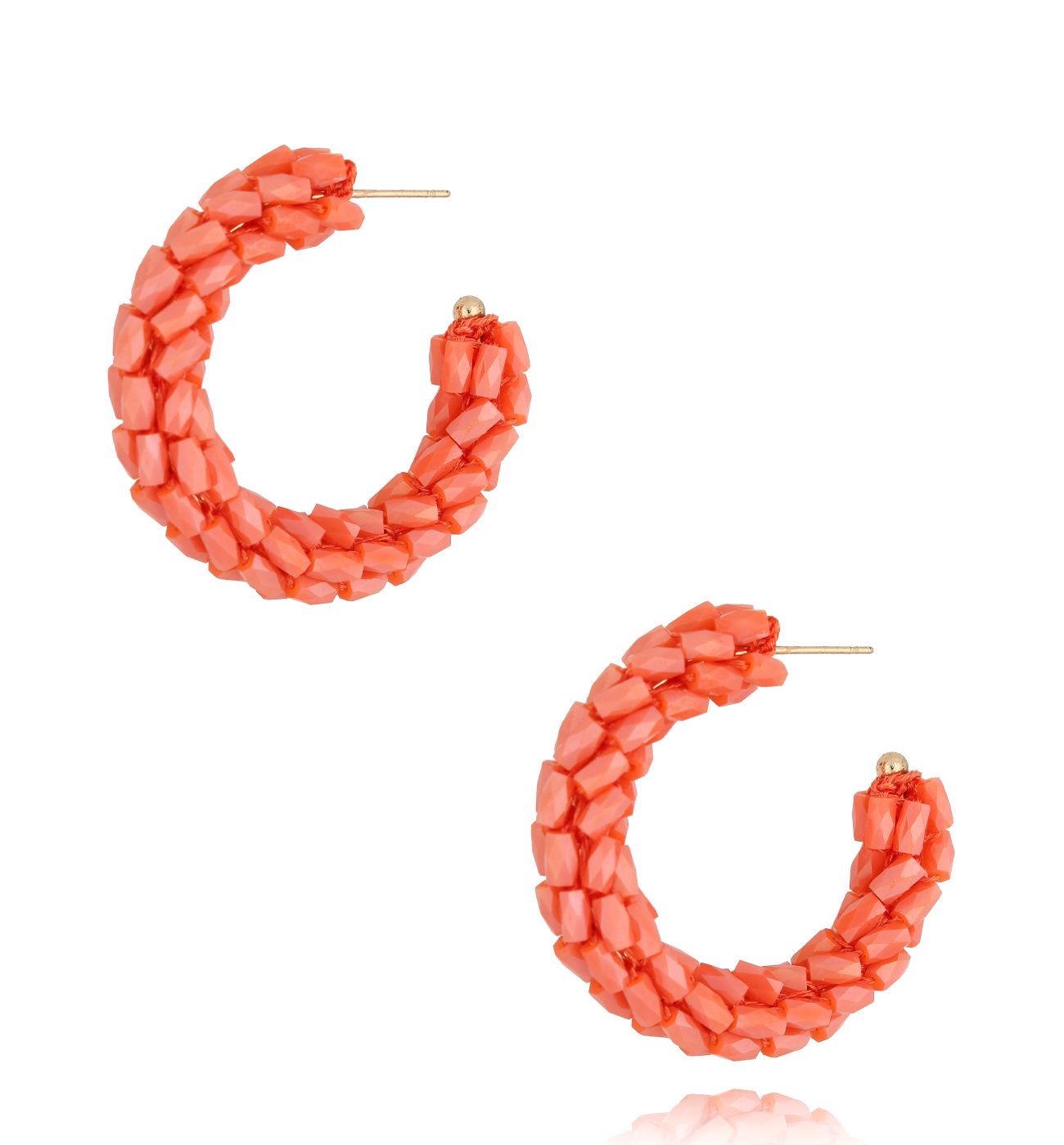 Kolczyki brzoskwiniowe żywe z kryształkami Descansar KWE0101 - By Dziubeka