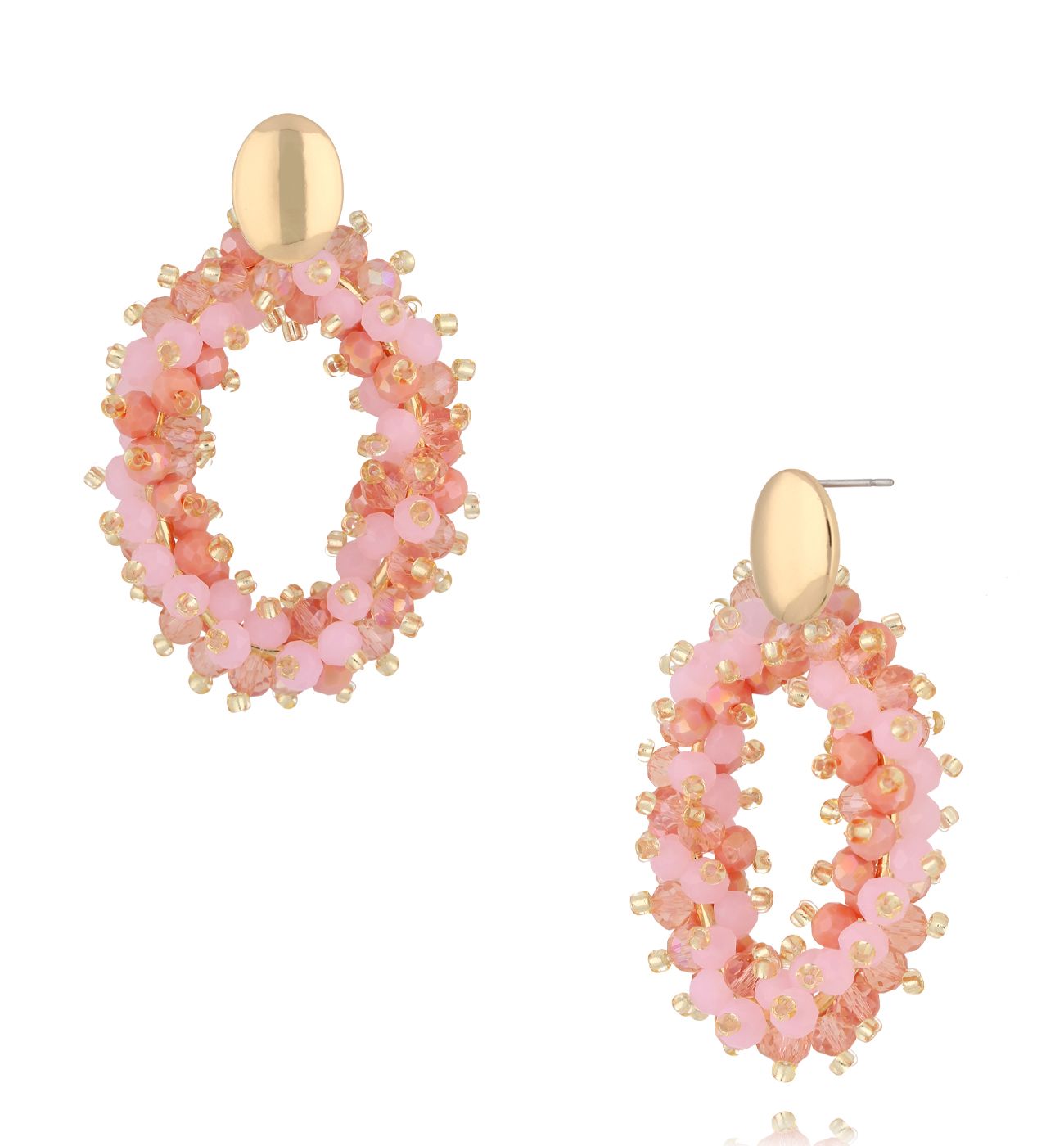 Kolczyki z różowymi kryształkami KWE0274 - By Dziubeka