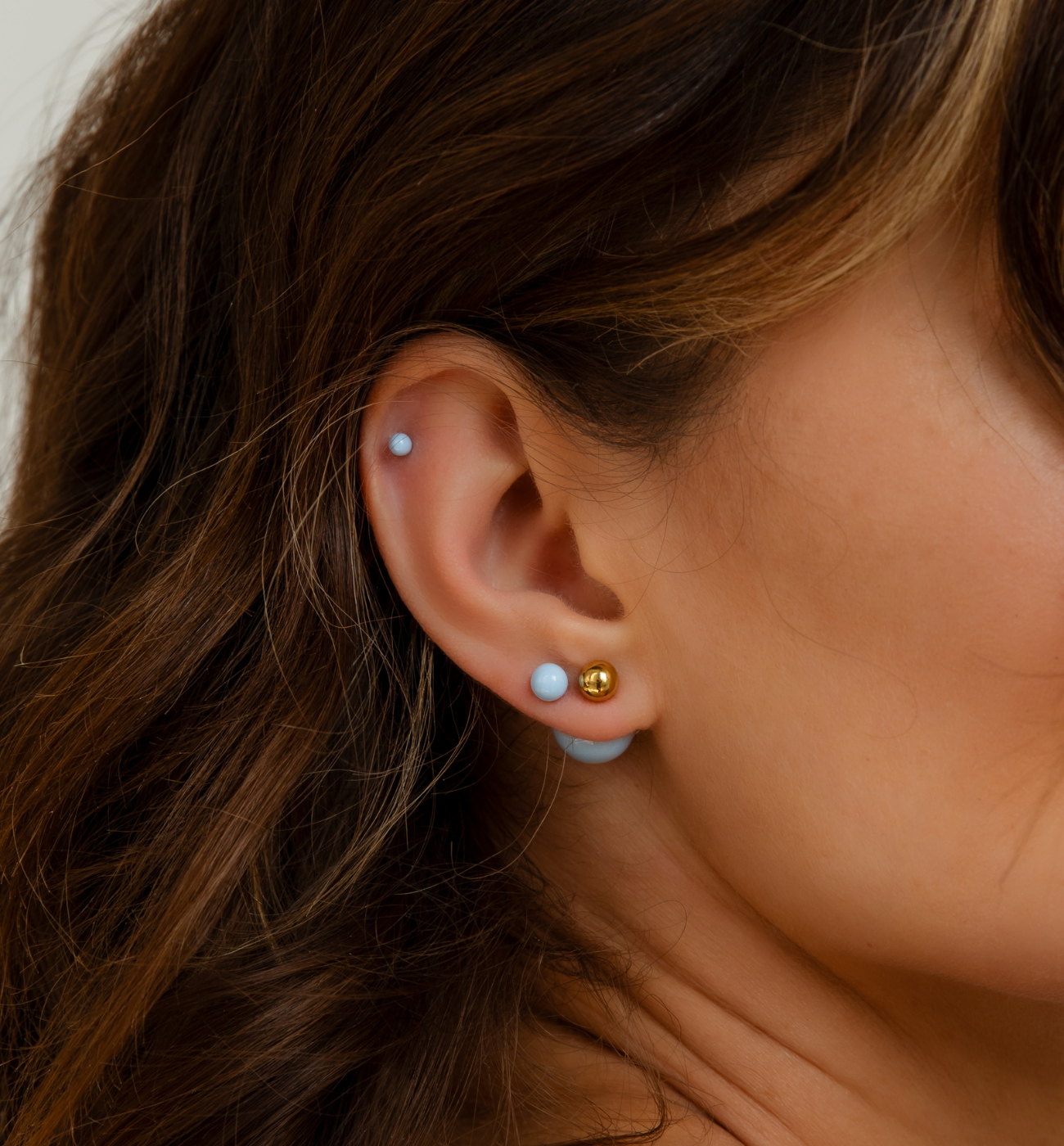 Zestaw pastelowych błękitnych kolczyków Z0445