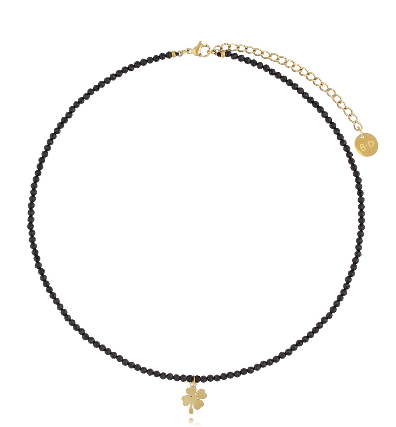 Naszyjnik z czarnymi turmalinami i koniczynką Lifestyle - By Dziubeka