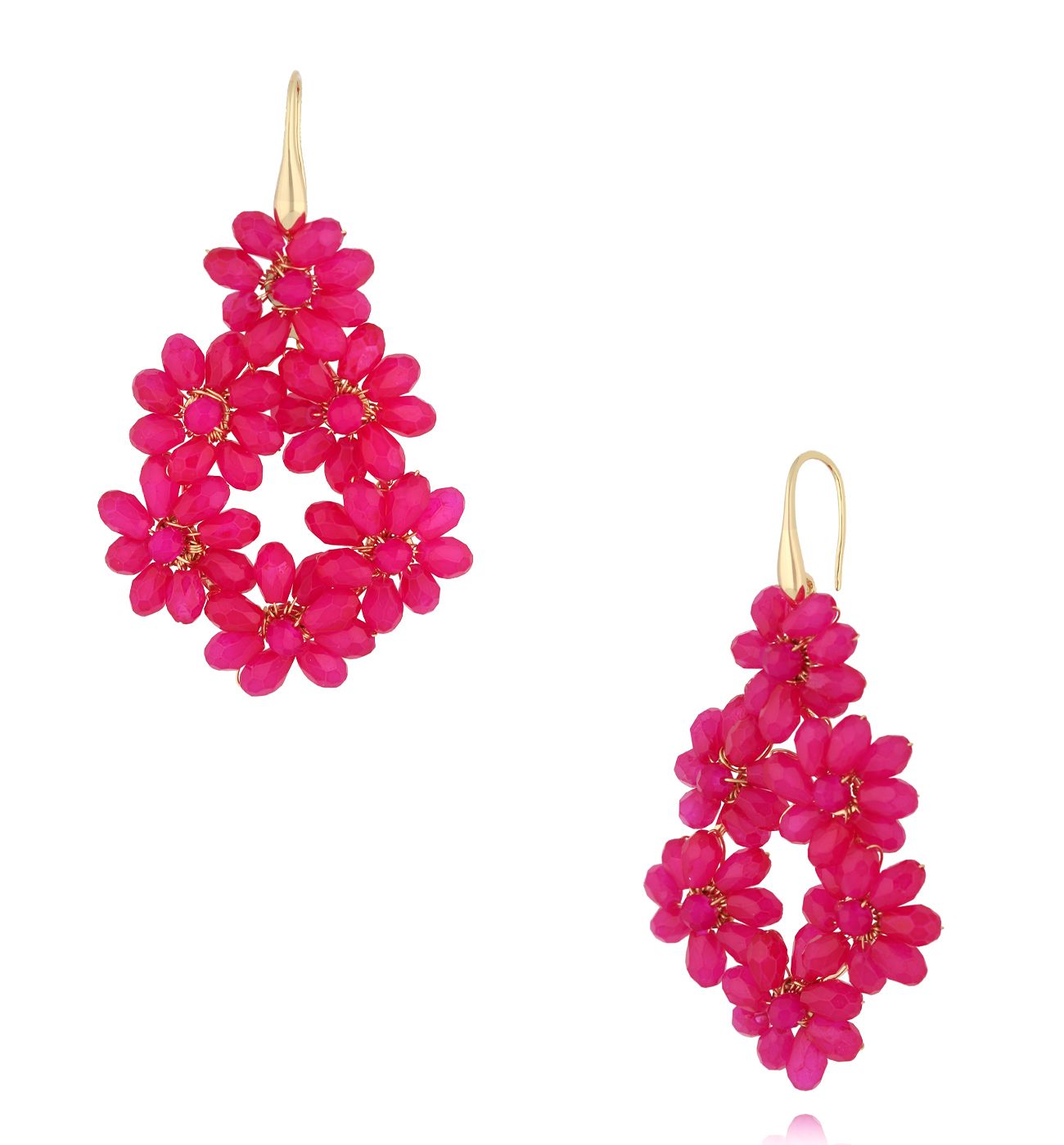 Kolczyki z fuksjowymi kryształkami KWE0308