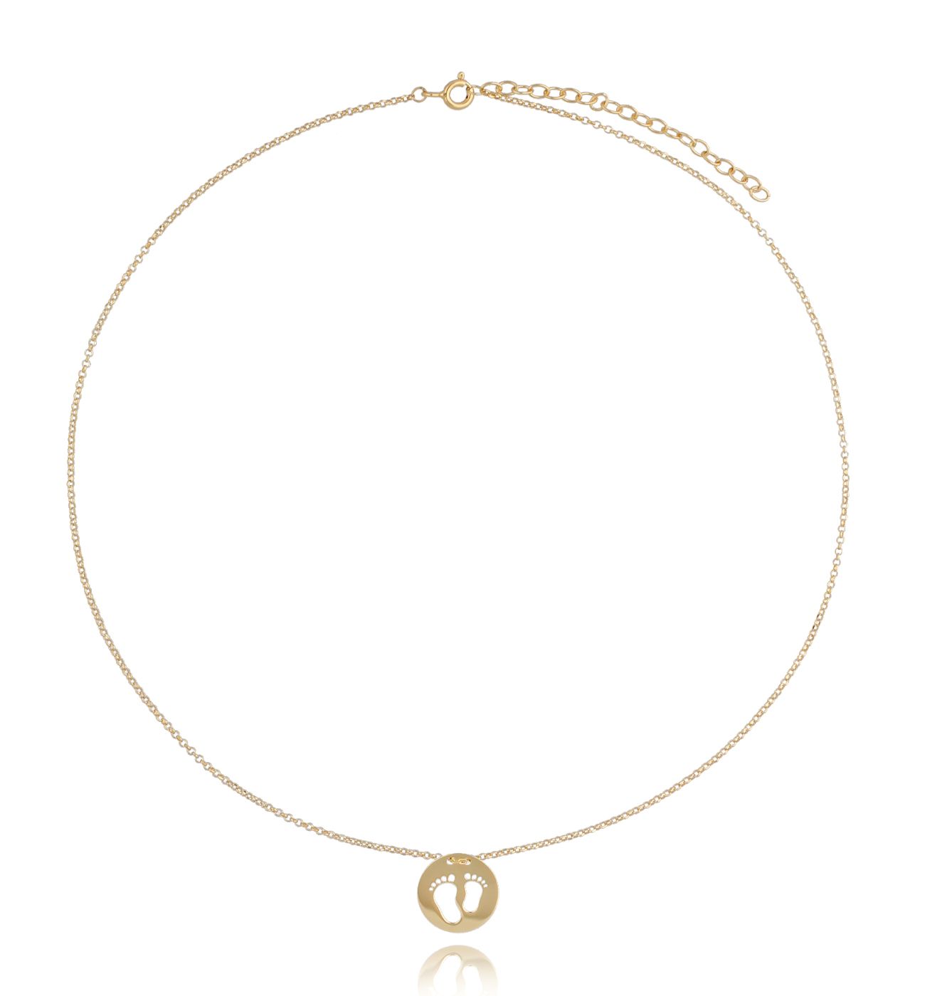 Naszyjnik pozłacany z okrągłą zawieszką i stópkami My Home NSE0101