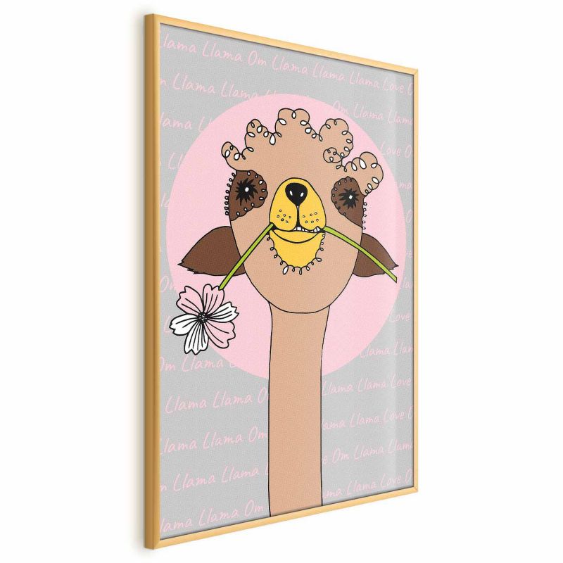 Plakat Artgeist Wesoła lama 40x60 cm z ramą złotą bez marginesu 1 szt