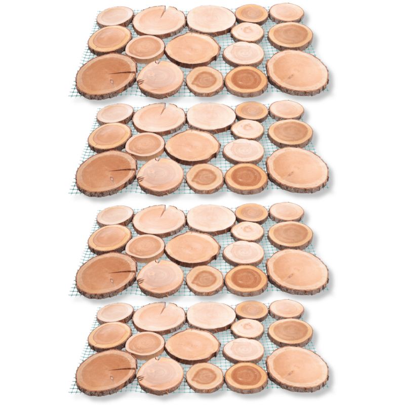 Ścieżka ogrodowa MODO24 z plastrów drewna czeremchy 80 x 50 cm 4 szt.