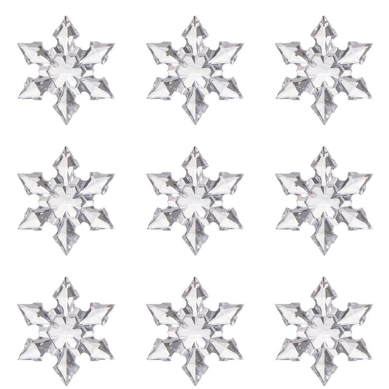 Kryształki Springos 9 szt. przezroczyste bombki choinkowe śnieżynki 1 kpl.