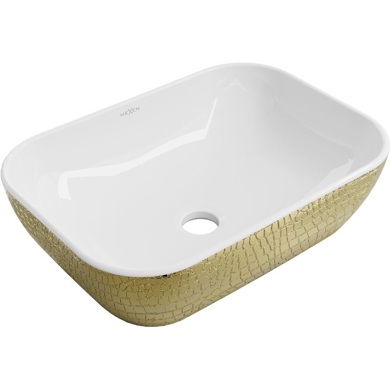 Umywalka nablatowa Mexen Rita biały/złoty 45,5x32,5 cm 1 szt.