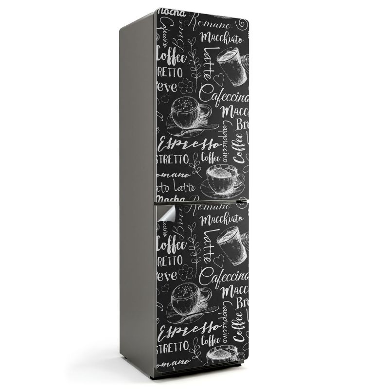 Naklejka na lodówkę Wallfluent 60x205 cm Wzory filiżanek kawy 1 szt.