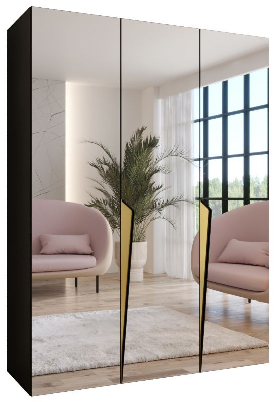 Szafa uchylna z lustrem otwierana Abiks PIANO 3 150 wys 202 cm Czarny + Złoty 1 szt