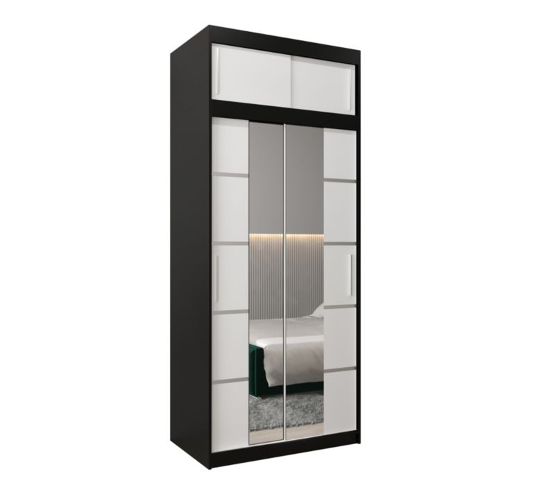 Szafa przesuwna Abiks Verona 4 100 czarny + biały z nadstawką 1 szt.