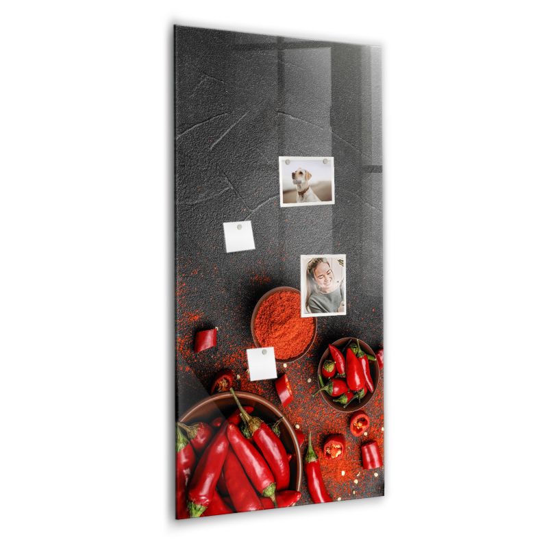 Szklana tablica magnetyczna Wallfluent 60x120 cm Papryka mielona Biały marker 1 szt.