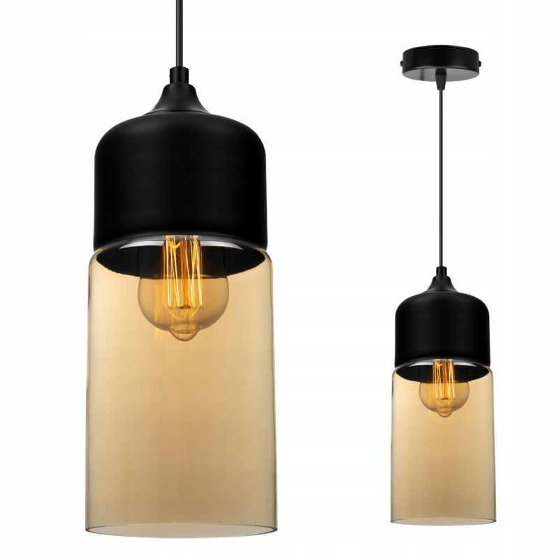 Lampa sufitowa wisząca Light Home LH Oslo 1x E27 60W klosz tuba czarny/złoty 1szt.