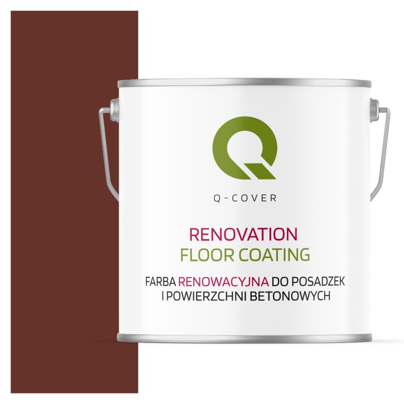 Farba Renowacyjna do Posadzek i Powierzchni Betonowych Q-Cover Brązowo-Czerwony RAL8012 Mat 5L