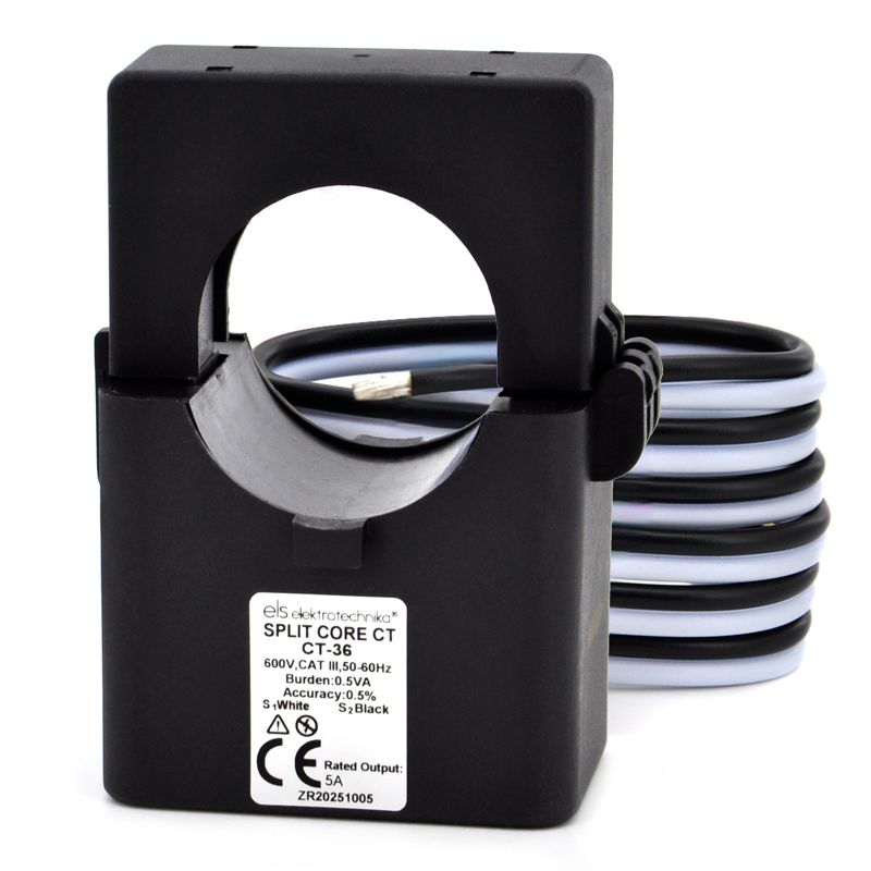 Przekładnik Prądowy Split-Core ELS Elektrotechnika 150A/5A 0,5% dzielony ESCT-T36 z przewodem, 1 szt.