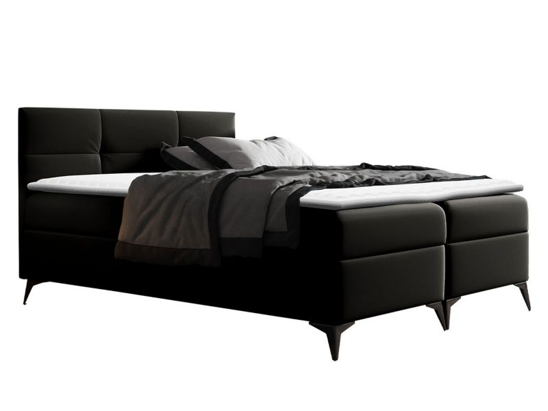 Łóżko kontynentalne MIRJAN 24 Figaro 180x200 czarna ekoskóra 1 szt.