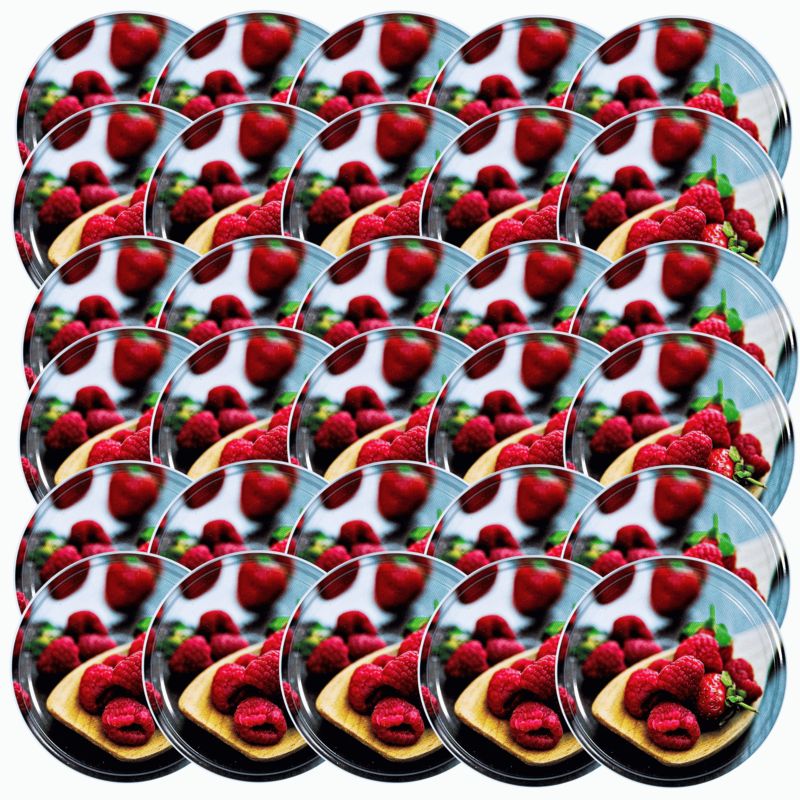 Pokrywki MODO24 wzór malina dekielki zakrętki nakrętki wieczka wieka 82mm 30 szt