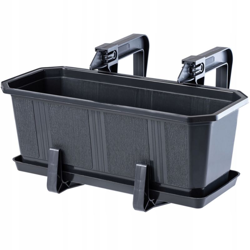 Donica Balkonowa KADAX + Podstawka Uchwyty 40cm Grafit 1szt.