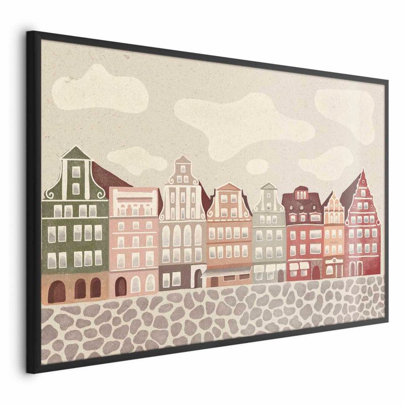Plakat Artgeist Kolorowe Fasady 60x40 cm z ramą czarną 1 szt