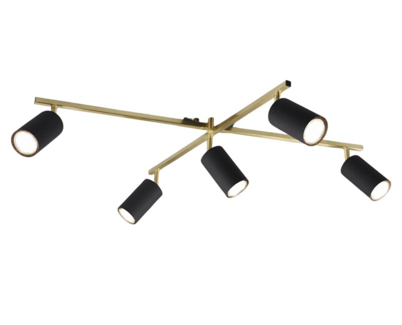 Lampa sufitowa wisząca Trio Marley czarno-złota wym: 22,4 x 77,4 x 77,4 cm 5xGU10 x 1 szt.