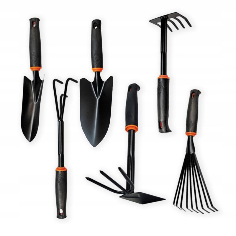 Zestaw narzędzi ogrodowych Polax 2x Łopatka 2x Grabki Motyczka Pazurki 1 szt.