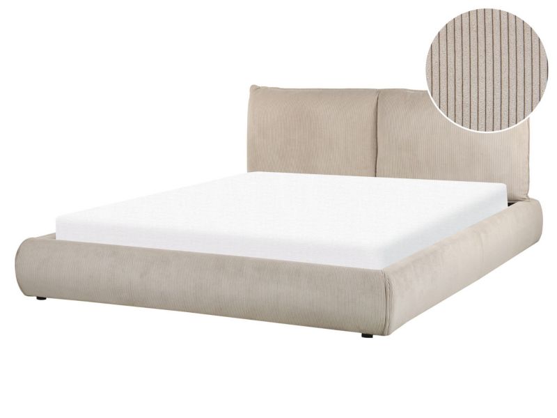 Łóżko sztruksowe 160 x 200 cm beżowoszare Vinay 1 szt.