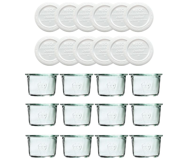 Słoiki MODO24 Weck 80 ml fi 60 mold z plastikowymi wiekami 12 kpl.