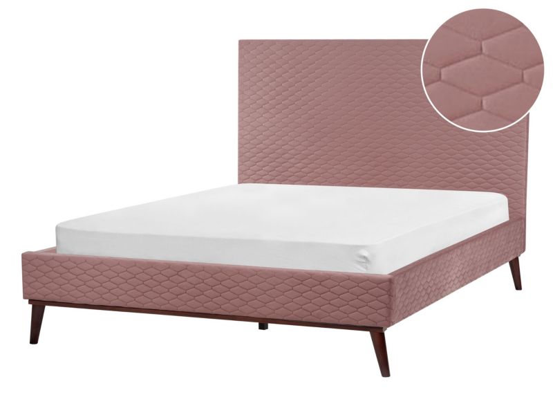 Łóżko welurowe 140 x 200 cm różowe Bayonne 1 szt.