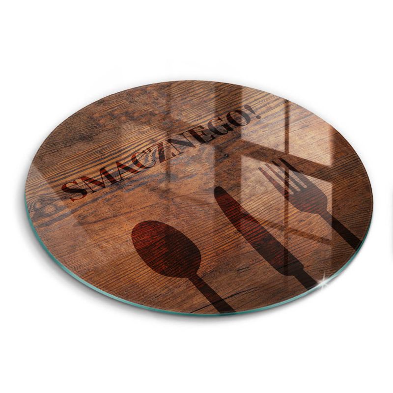 Szklana deska do krojenia Wallfluent fi30 cm Motyw: Smacznego 1 szt.