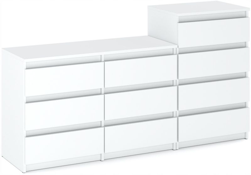 Komoda Z 10 Szufladami Stiv-Meble Biały Mat Zestaw Komód 160X33,5X92,5 cm