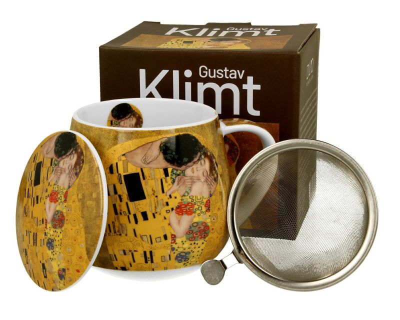 Kubek Klimt The Kiss DUO porcelanowy z zaparzaczem 430 ml 1 szt.