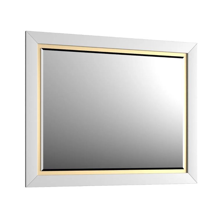 Lustro łazienkowe KROFAM CHIC 100x80 cm białe półmat/złote 1 szt.
