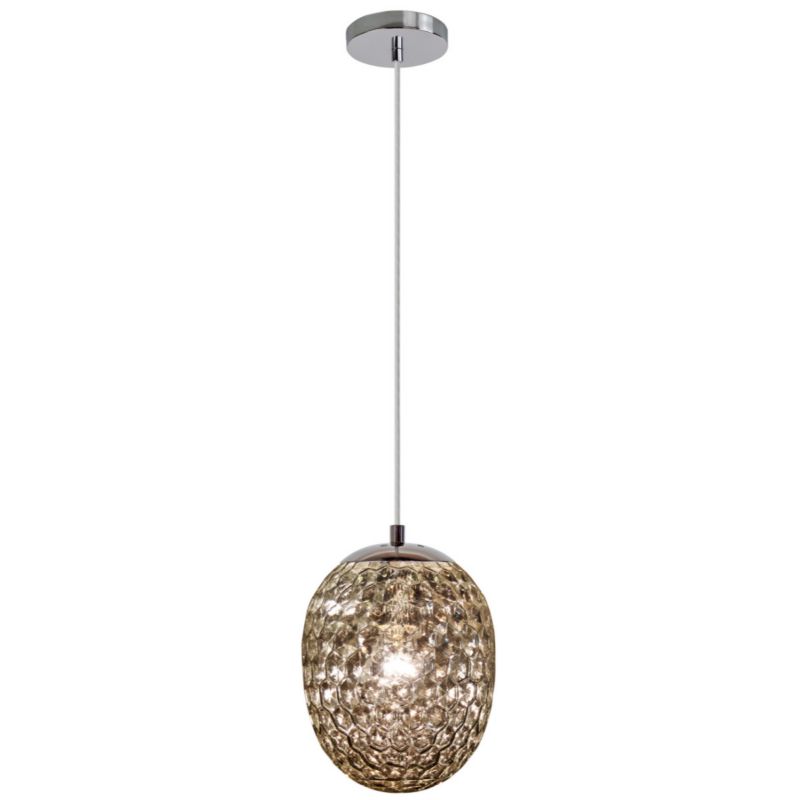 Lampa wisząca Polux Lora chromowana dymiony przezroczysty wym: 120 x 18 x 18 cm 1xE27 x 1 szt.