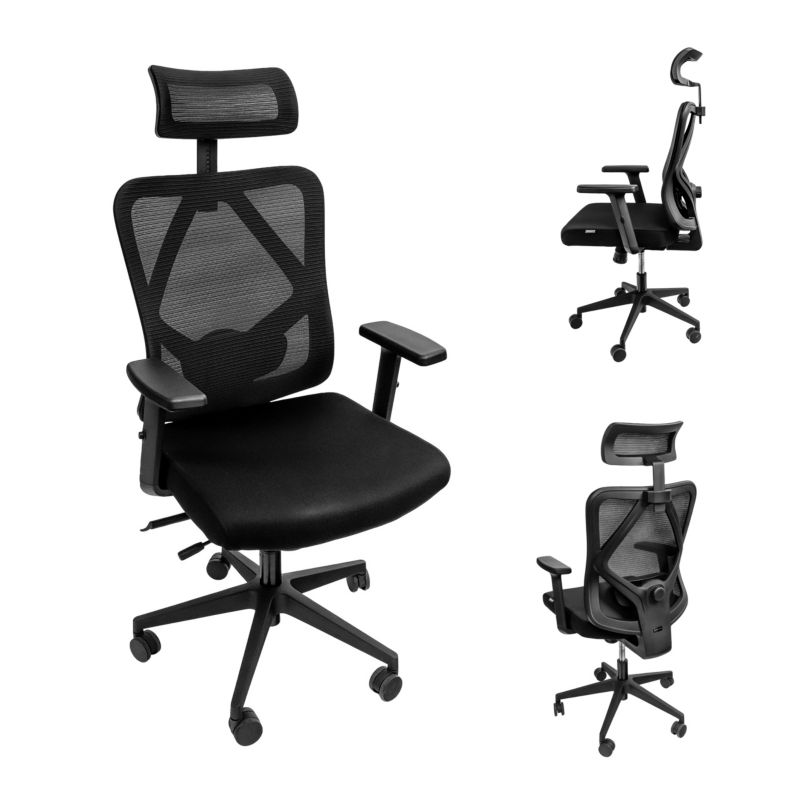 Krzesło Biurowe Obrotowe Furvero Eclipse Wysuwane Siedzisko Czarne 1 szt.