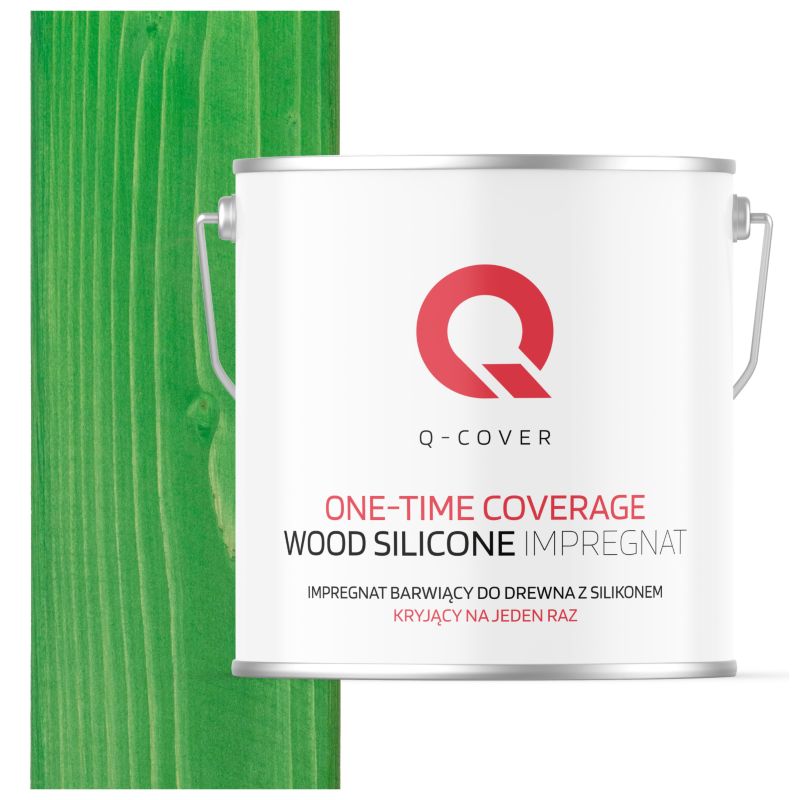 Impregnat Barwiący do Drewna z Silikonem Kryjący na Jeden Raz Q-Cover Zieleń miętowa RAL6029 5L