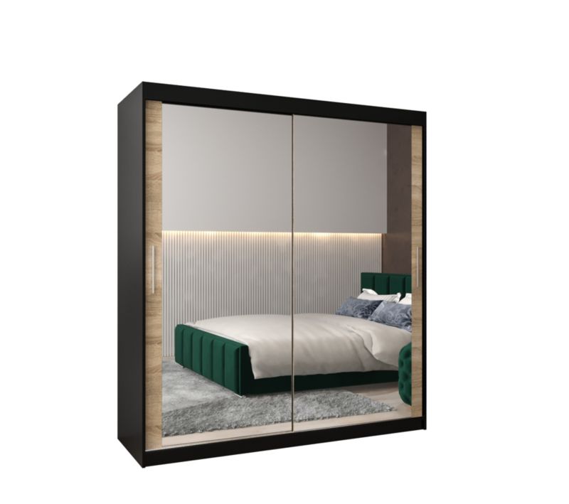 Szafa przesuwna Garderoba Abiks Tokyo 3 180 czarny + sonoma 1 szt.