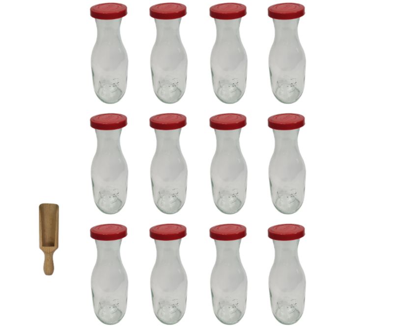 Karafki MODO24 Weck 1062 ml fi 60 silikonowe wieka miarka 12 kpl.