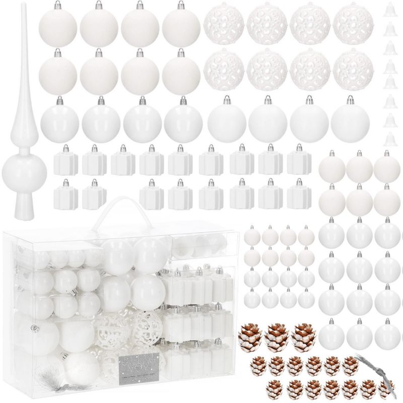 Bombki choinkowe Springos białe 101 szt.