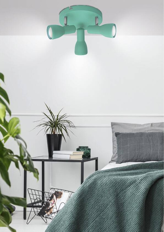 Miętowy plafon sufitowy 3-punktowy do salonu PICARDO metal E14