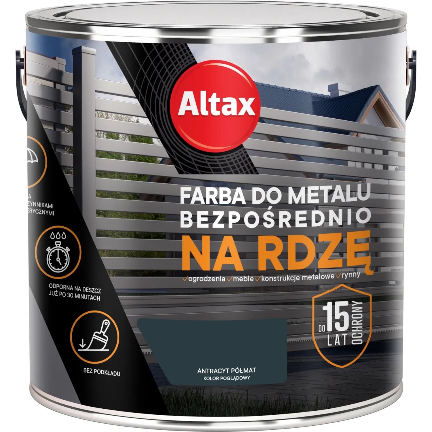 Altax Farba do metalu antracyt półmat 2,5 l